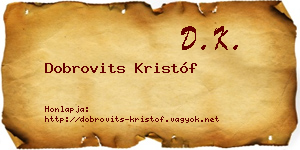Dobrovits Kristóf névjegykártya